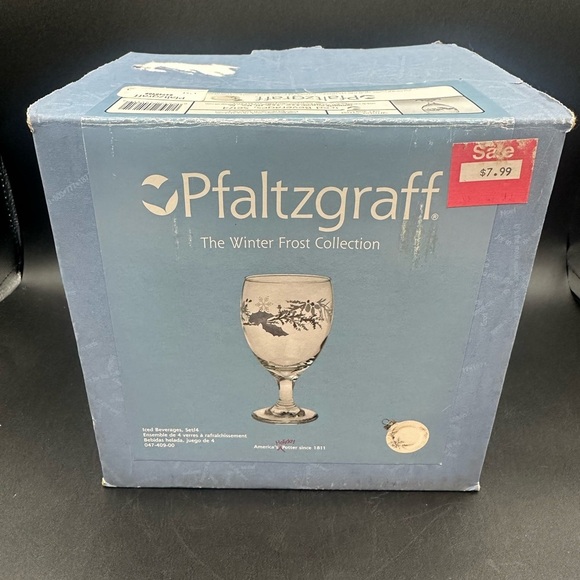 Vintage Pfaltzgraff Glass Iced Beverages Tea Winter Frost Blue 16 oz Set of 4 - Picture 3 of 6